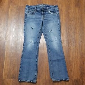American eagle kick boot distressed stretch denim